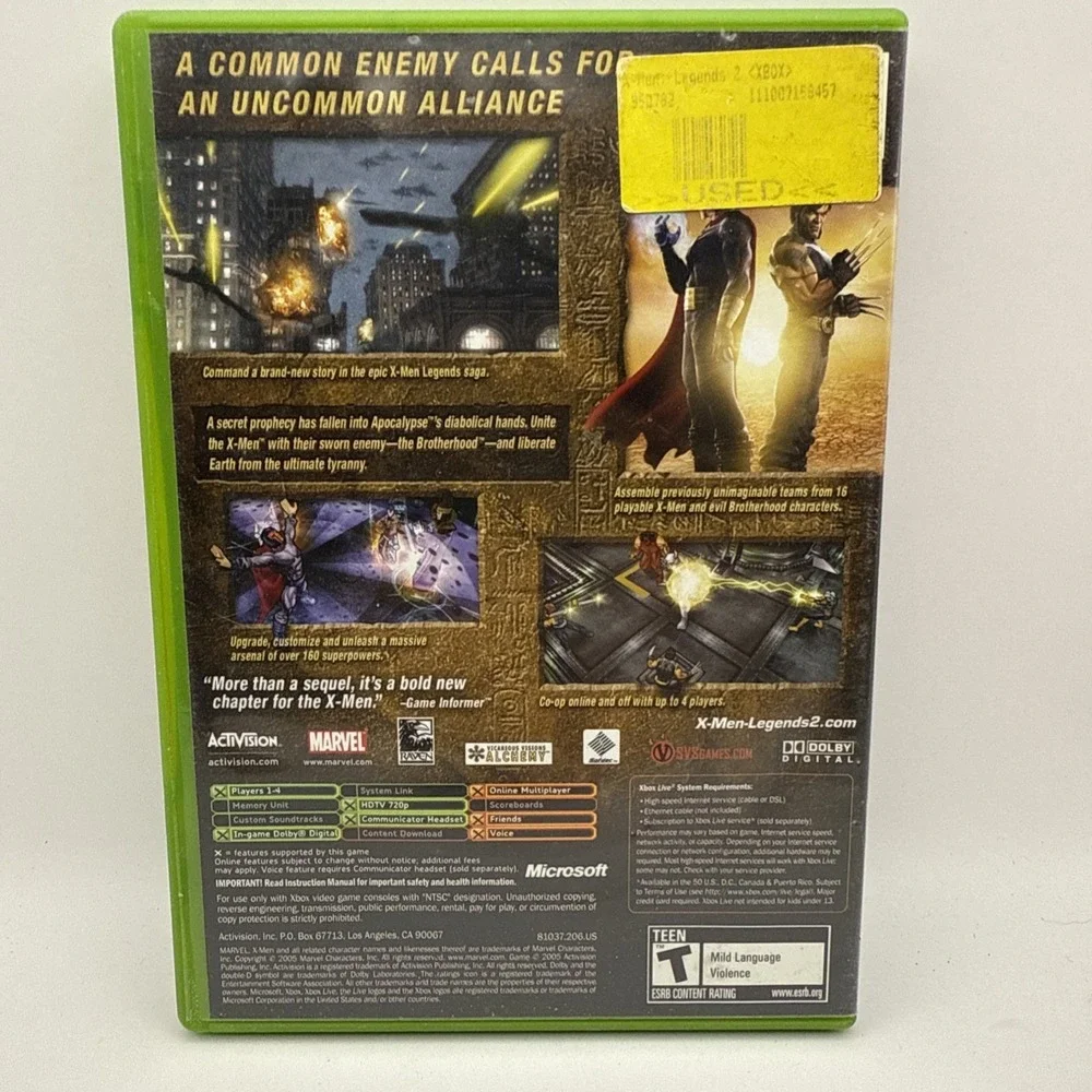 X-Men Legends II Rise of Apocalypse (Xbox, 2005) Complete CIB
